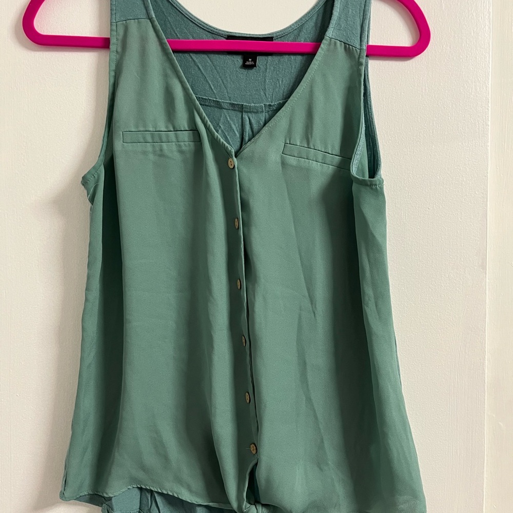 Elegant Teal Button-Down Tank Top